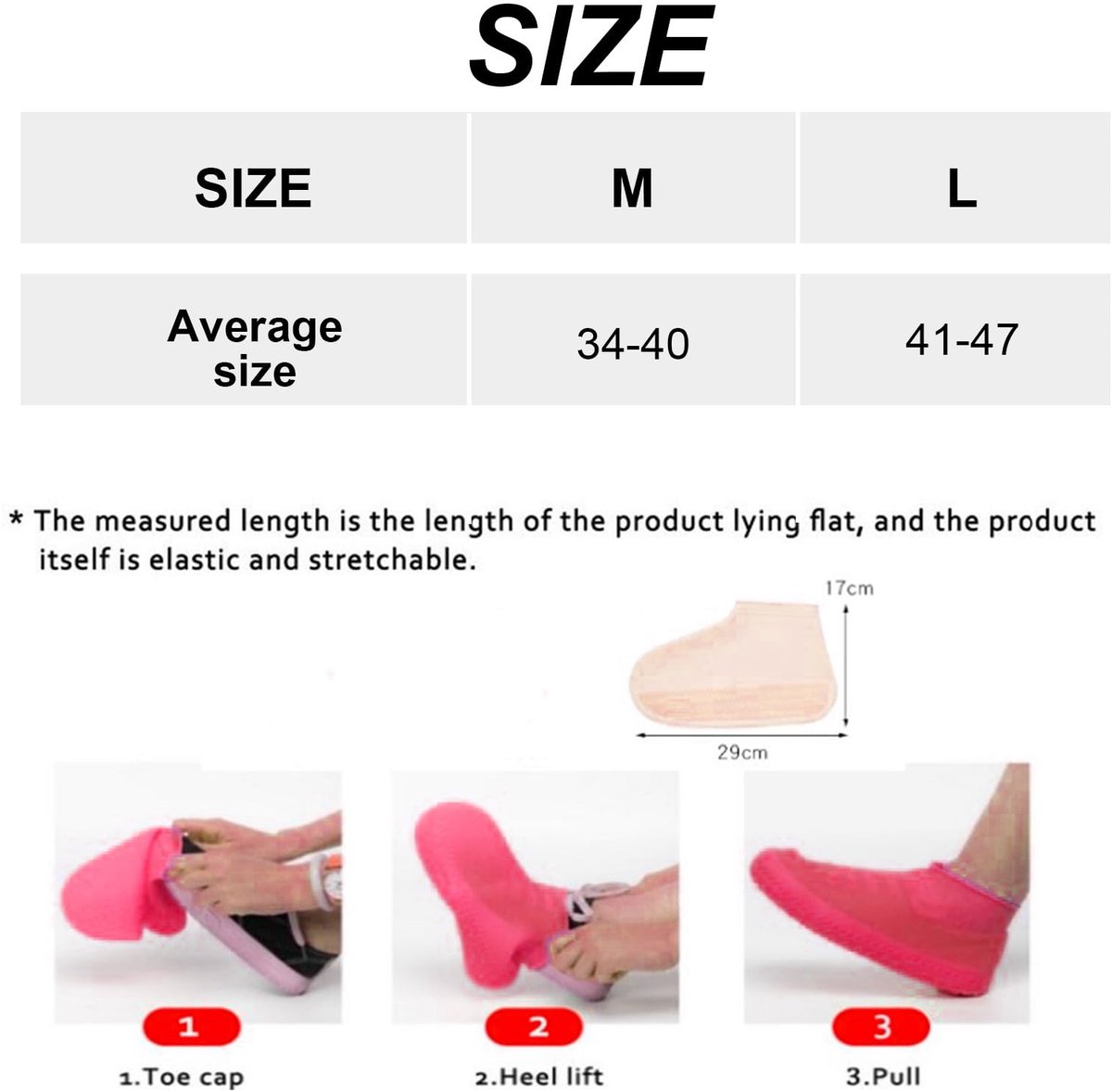 Overshoes - 1 Pair - Waterproof Silicone Overshoes - Reusable, Non-slip, Suitable for Outdoor Activities (Pink - Size L) - Image 5