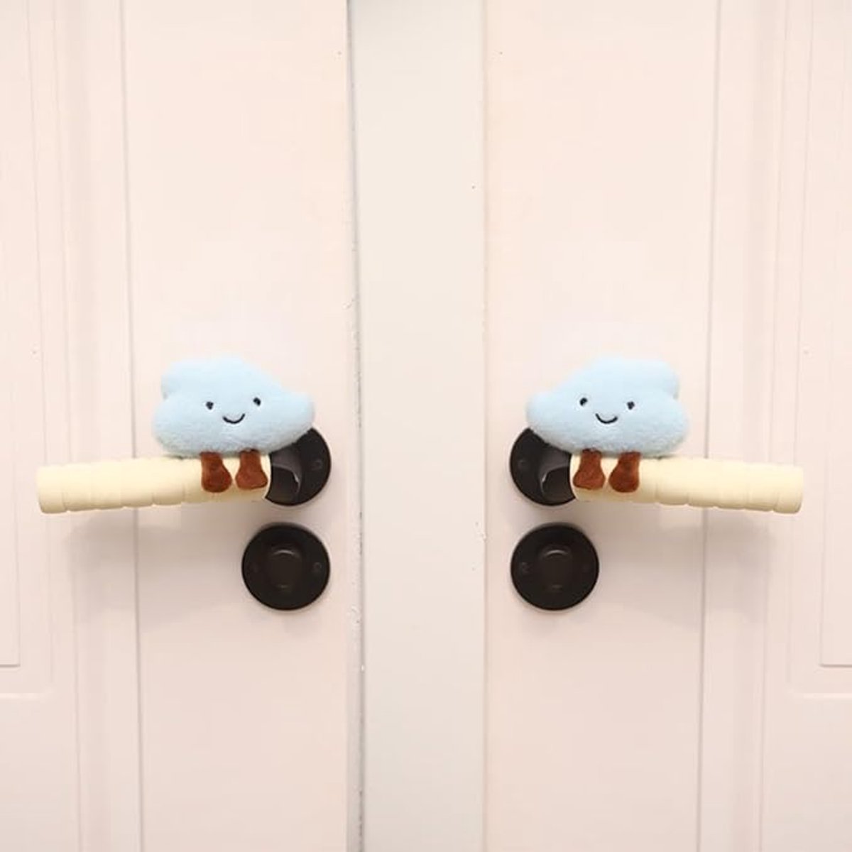 Protective Cover - Set of Two - Cute Cloud-Shaped Door Handle Gloves - Decorative Door Handle Protector Cover - Door Accessories (Blue) - Image 1