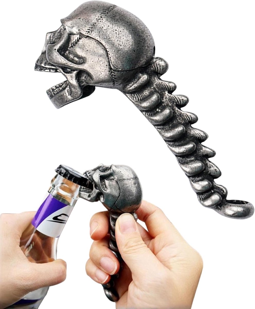 Skeleton Bottle Opener - Beer Opener - Robust Stainless Steel with Ergonomic Grip - Keychain Size - For Bar & Party - Image 1