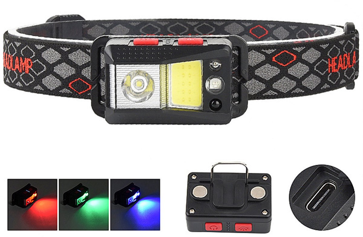 headlamp LED rechargeable - headlight - outdoor bicycle lamp - rechargeable night light - high-intensity LED headlamp - gaze sensor - COB headlamp - Image 2