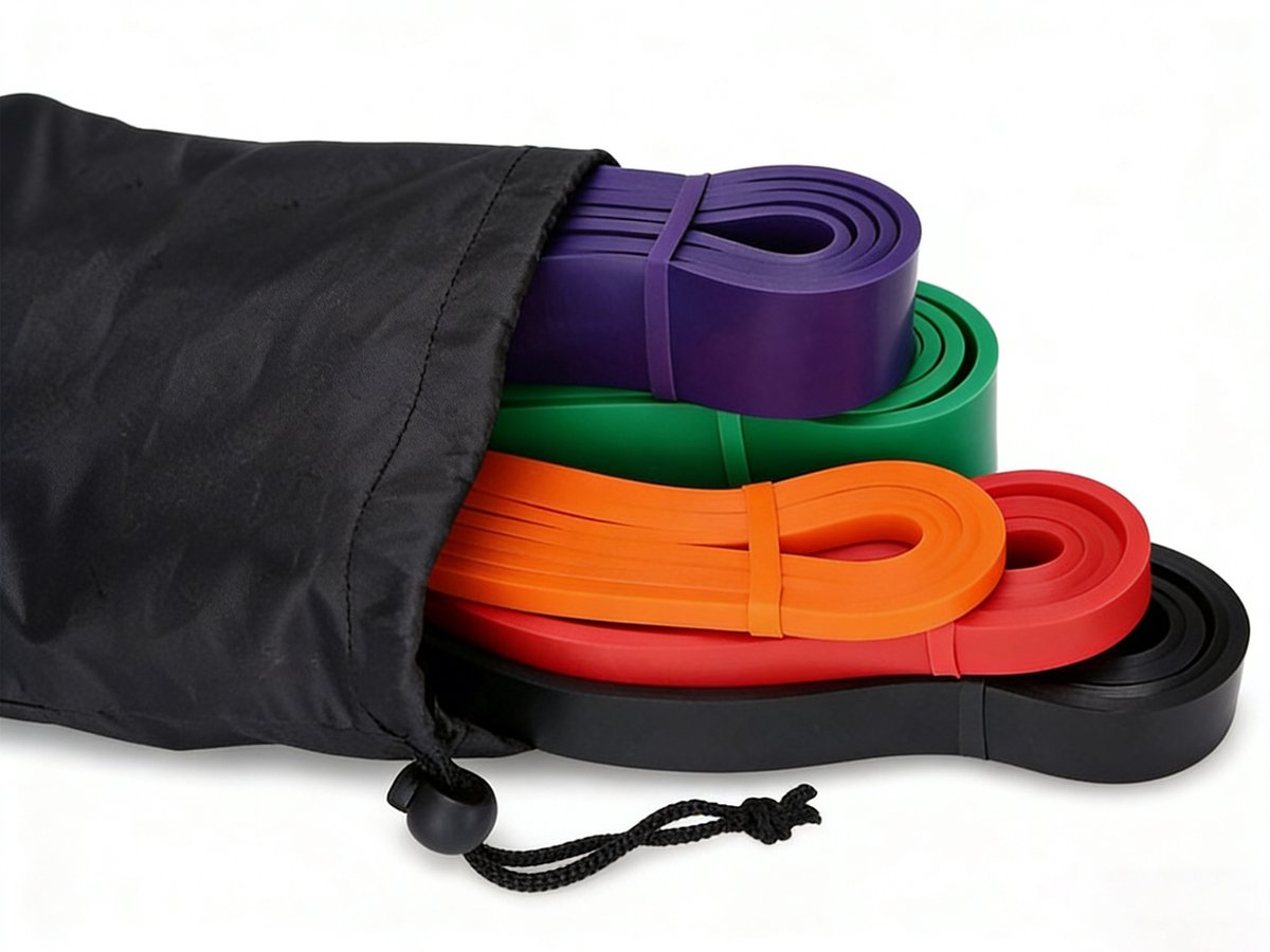 Resistance Bands - Pull-up Bands - Training Bands - Fitness Bands - Set of 5 Bands - 5 Different Resistances - Set for Training, Fitness, Exercises, and Physical Therapy for Men and Women - Includes Carrying Bag - Image 4