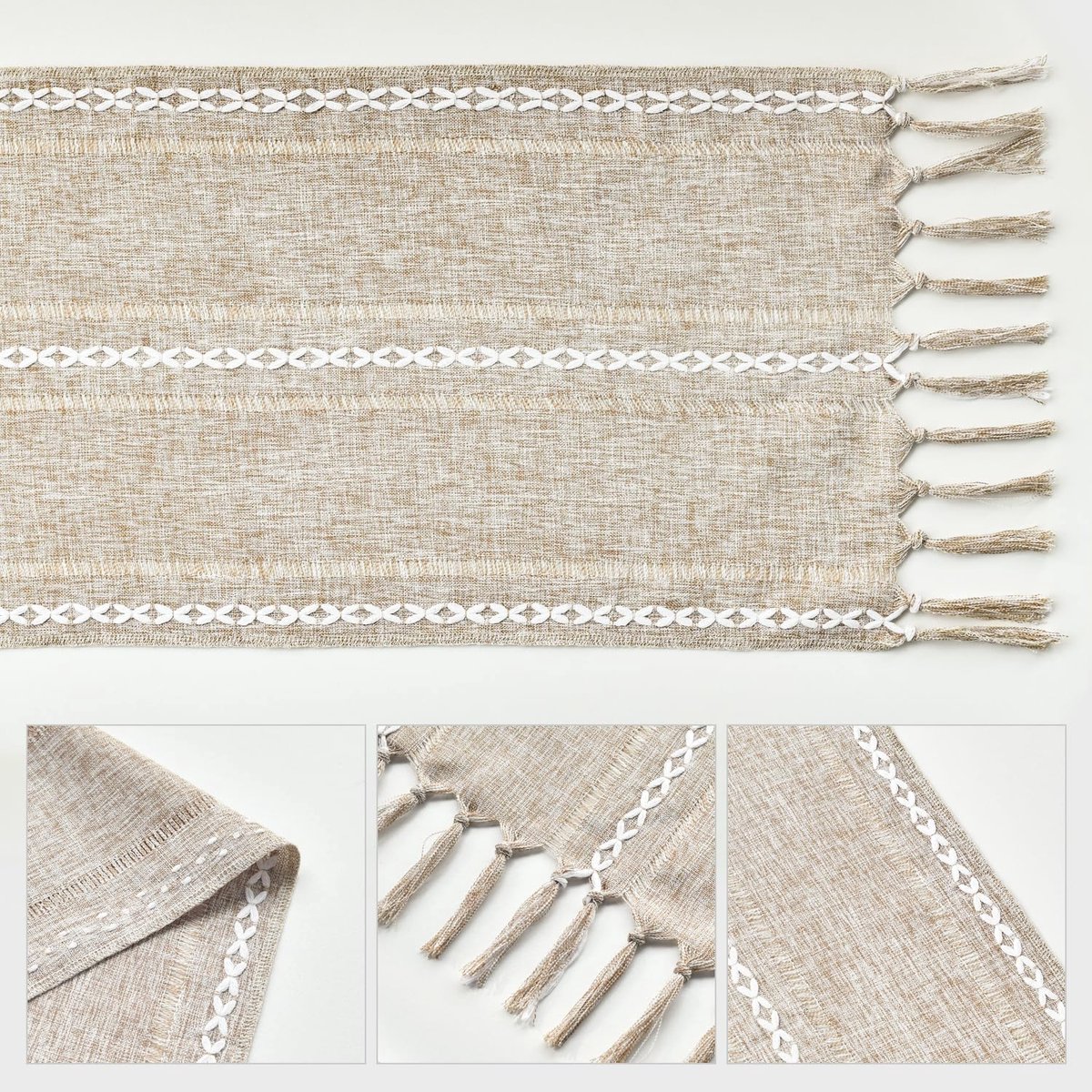 Table Runner - Christmas Table Runner - Fabric Table Runner - Cotton Table Runner - Washable Cotton Table Runner - Suitable for Family Table Decoration, Wedding Decoration, Party Decoration (33cm*220cm) - Image 1