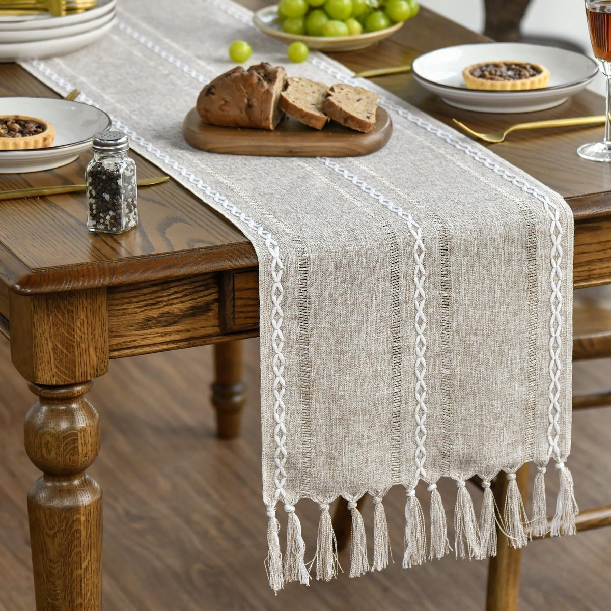 Table Runner - Christmas Table Runner - Fabric Table Runner - Cotton Table Runner - Washable Cotton Table Runner - Suitable for Family Table Decoration, Wedding Decoration, Party Decoration (33cm*220cm) - Image 5