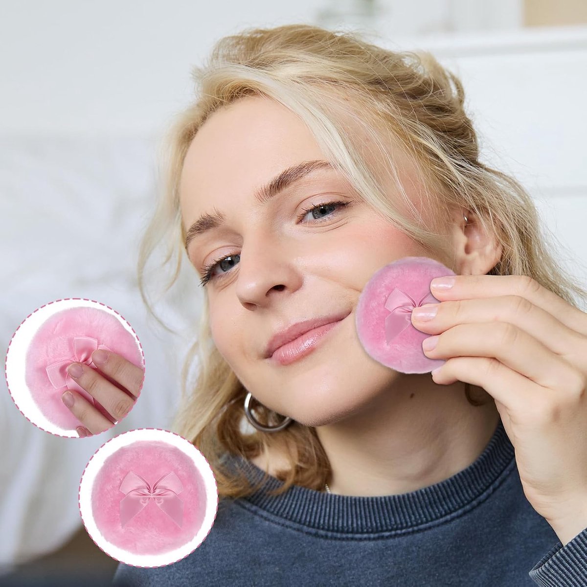 Powder Puff - 2 pieces - 8.9 cm - Make up sponges - Soft powder puff - Washable and reusable - For wet and dry application - Image 5