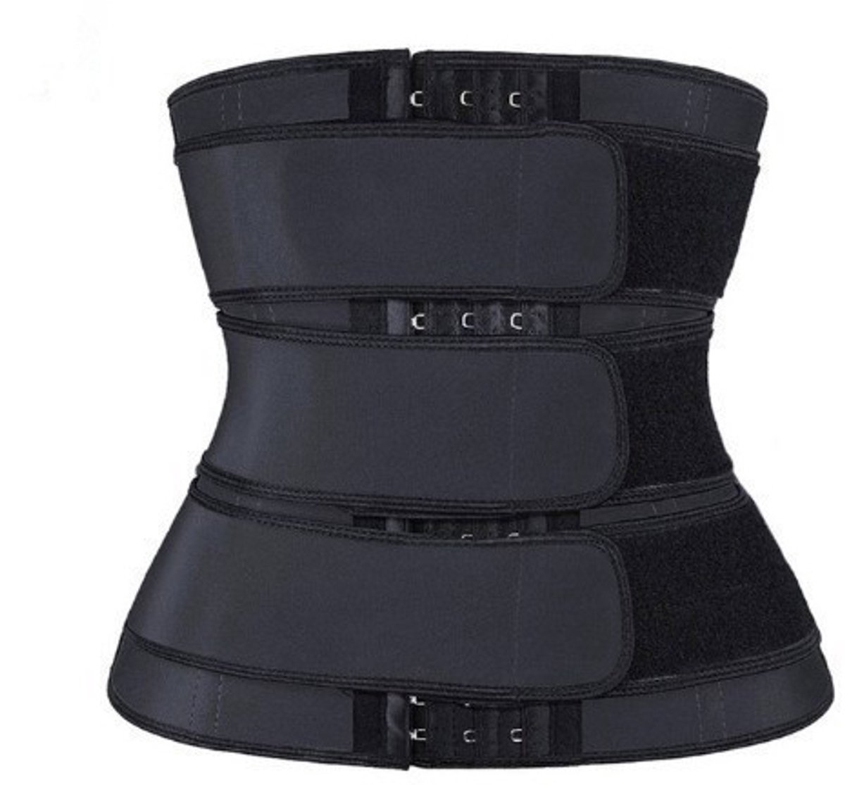 Women Sweat Reducer Training Belt - Sweatband - Waist Trainer - Slimming Belly Band - 3-Row Closure & Breathable Material - Extended Sizes (S to 6XL) - Black, L - Image 1