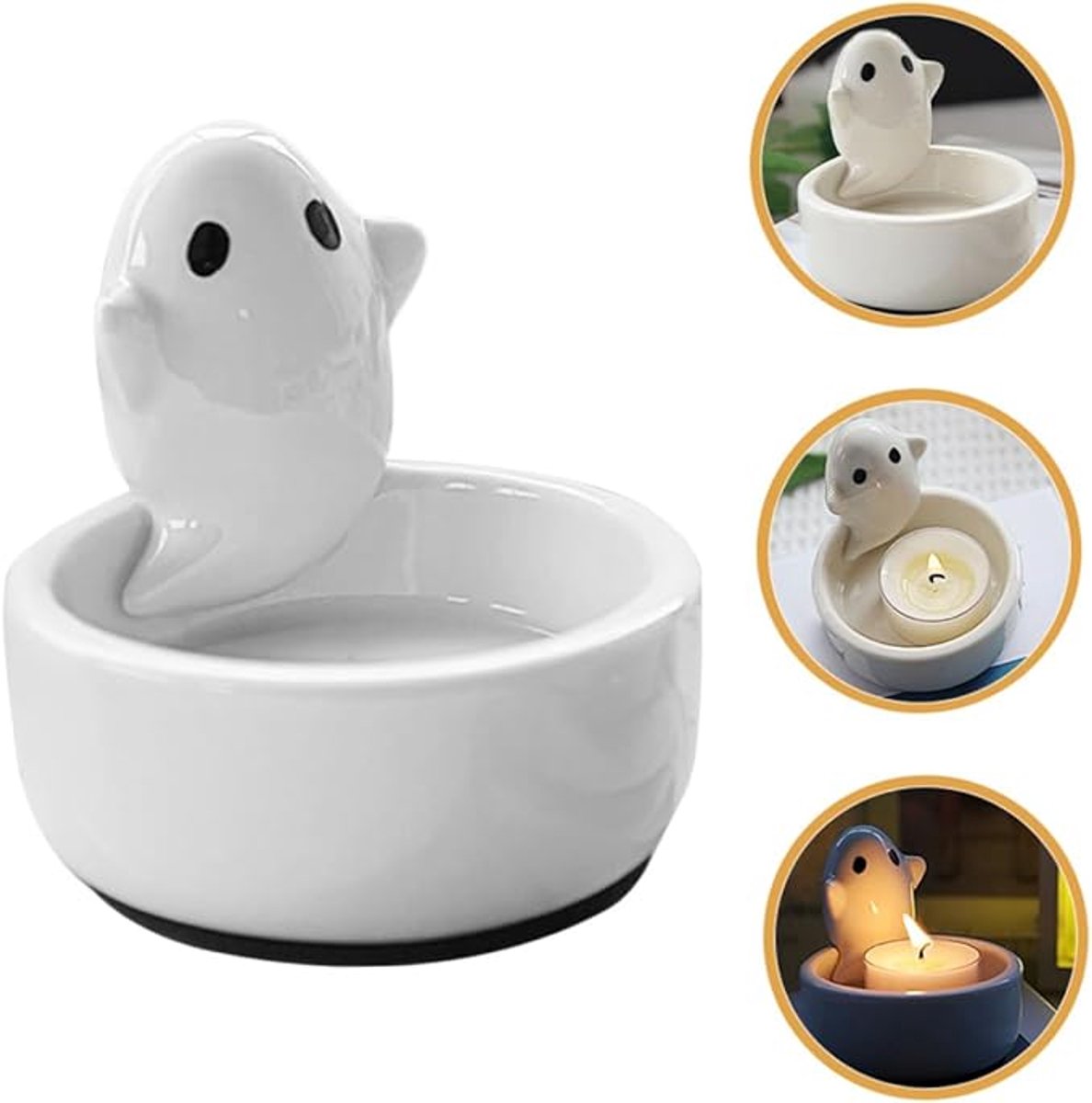Candle Holder - 1-Piece - Ceramic Ghost Candle Holder - Cute Ghost Ornament - Birthday Gift - Desk Decoration - Image 5