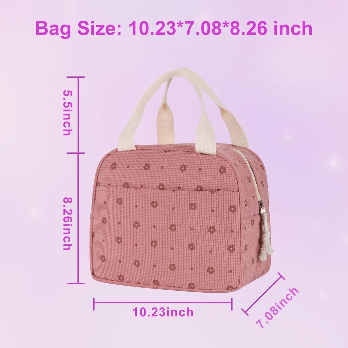 Cooler Bags - Lunch Bag - Handle Strap - Cooler Bag - Lunch Bag - Insulated Cooler Bag - Picnic Bag - 25.5*21*17cm - Suitable for work, office, travel and picnics（Pink） - Image 2