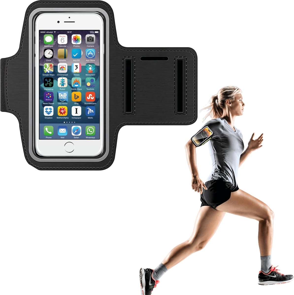 Phone Holder for Running - Running Armband - Suitable for phones up to 6.5 inches - Lightweight and universal phone holder for running, fitness and jogging - Image 1