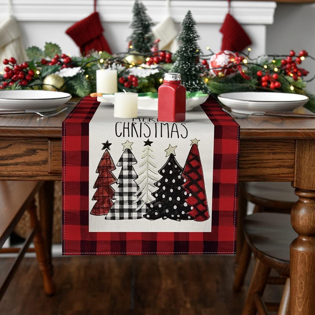 Table Runner - Christmas Table Runner - Christmas Decorations - Christmas Table Runner 33x183 cm - Christmas Table Decorations - Christmas Decorations 2024 - Christmas Decorations (Christmas Red) - Image 1