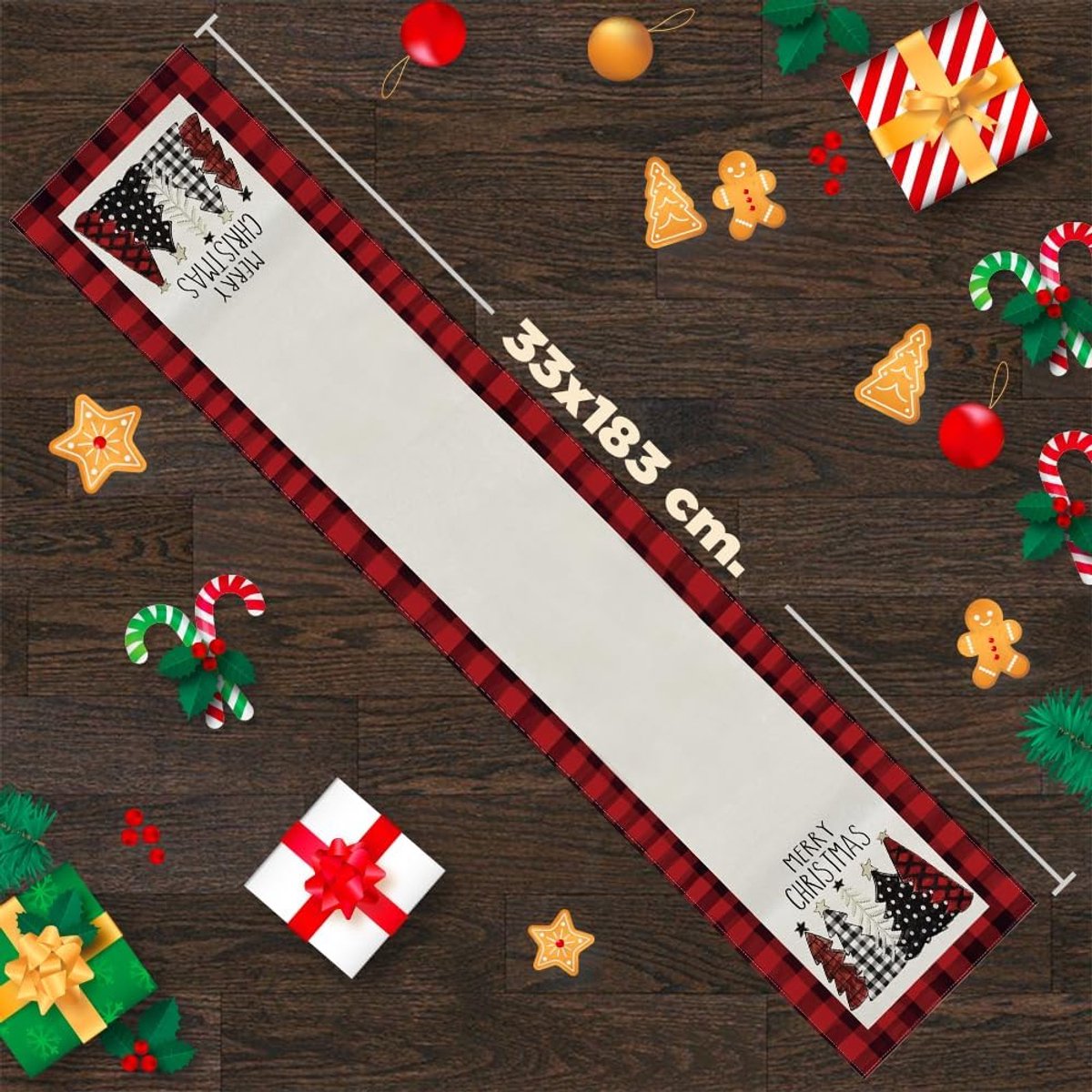 Table Runner - Christmas Table Runner - Christmas Decorations - Christmas Table Runner 33x183 cm - Christmas Table Decorations - Christmas Decorations 2024 - Christmas Decorations (Christmas Red) - Image 5