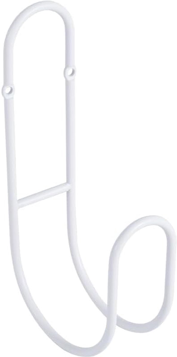 Garden Hose Hanging System - Wall Mount for Neat Storage - Stainless Steel Frame - White - Image 1