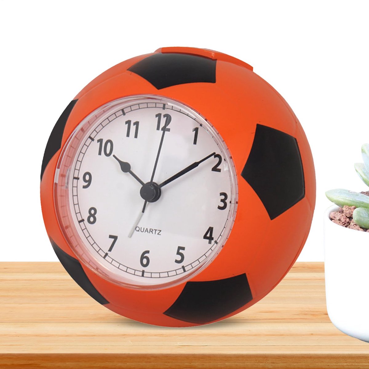 Football Alarm Clock - Silent Non-Ticking Desk Clock | Kids Bedside Clock | Cute football design, easy-to-read analog display, perfect for kids' bedrooms, great birthday gift for boys and girls - Orange - Image 4
