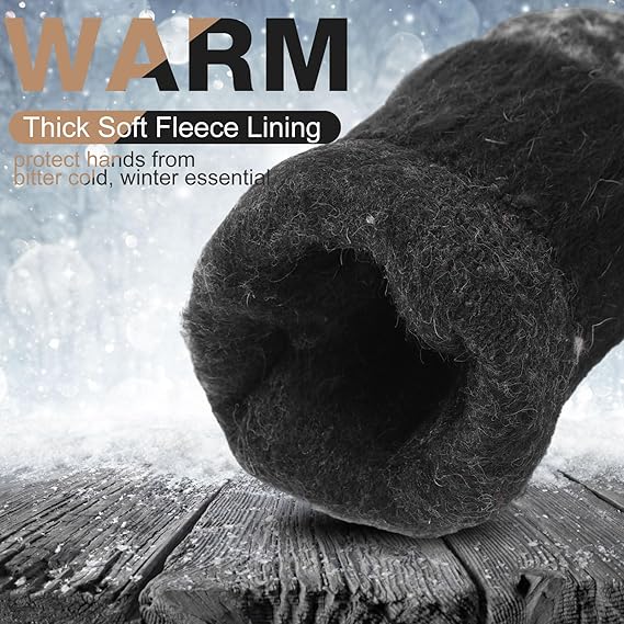 Pack of 3 pairs - Warm winter gloves for women - Extra thick - Knitted imitation - Suitable for cold winter weather (style B) - Image 4