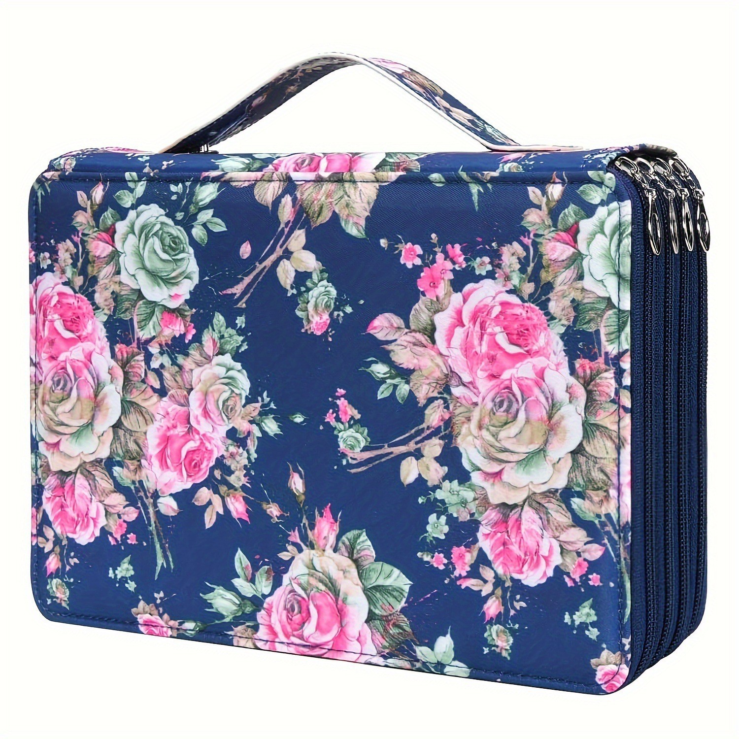 Pencil Case - Large Capacity | Colored Pencils | Pencils | Zippered - Three-Layer Pencil Case - Pencil Storage Bag - Holds 120 Pencils - Blue - Image 1