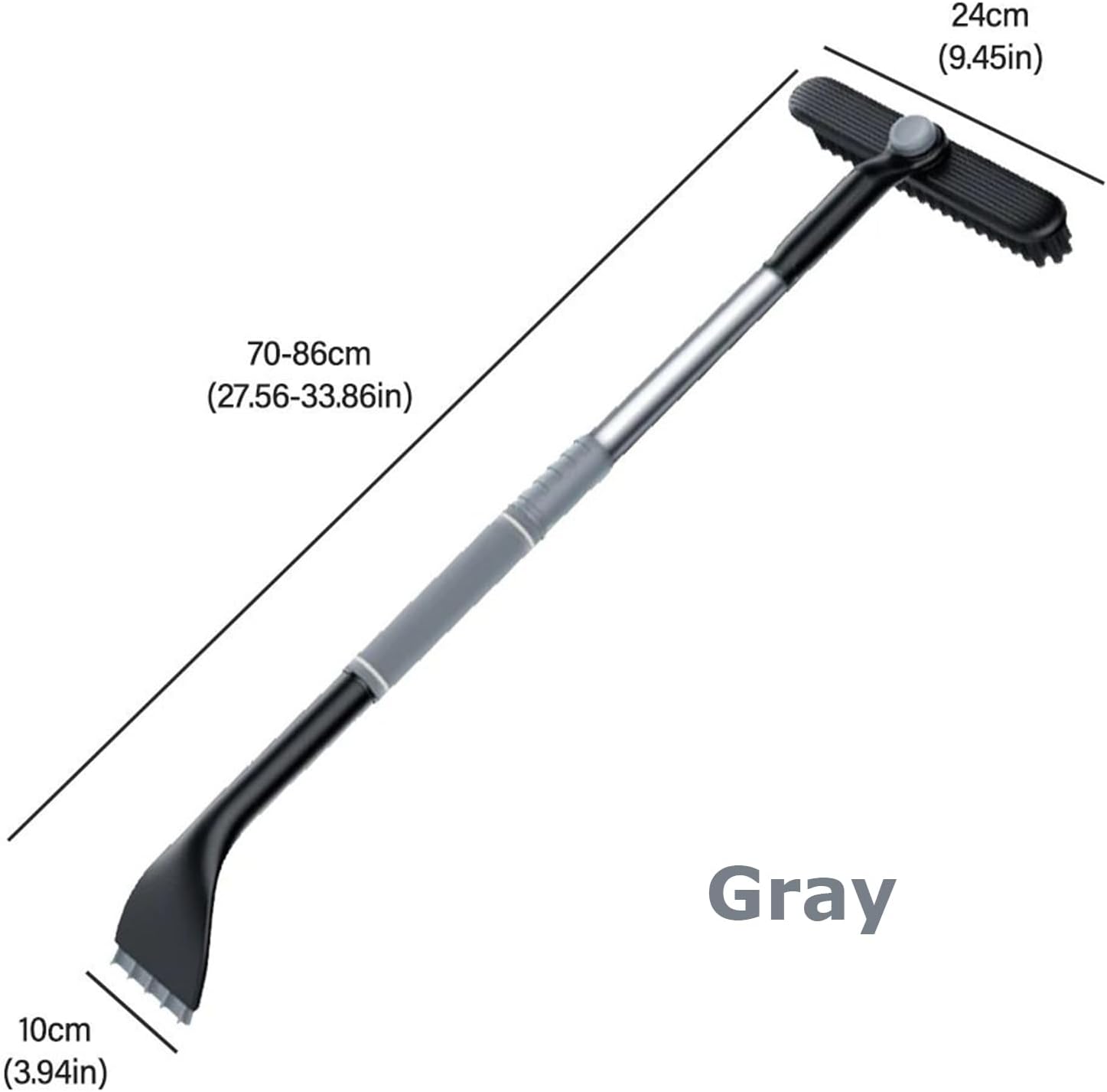 3-in-1 Snow Brush and Ice Scraper for Car Windows - Extendable Snow Remover - 360° Rotating Snow Brush and Ice Scraper with Long Handle (Gray) - Image 5