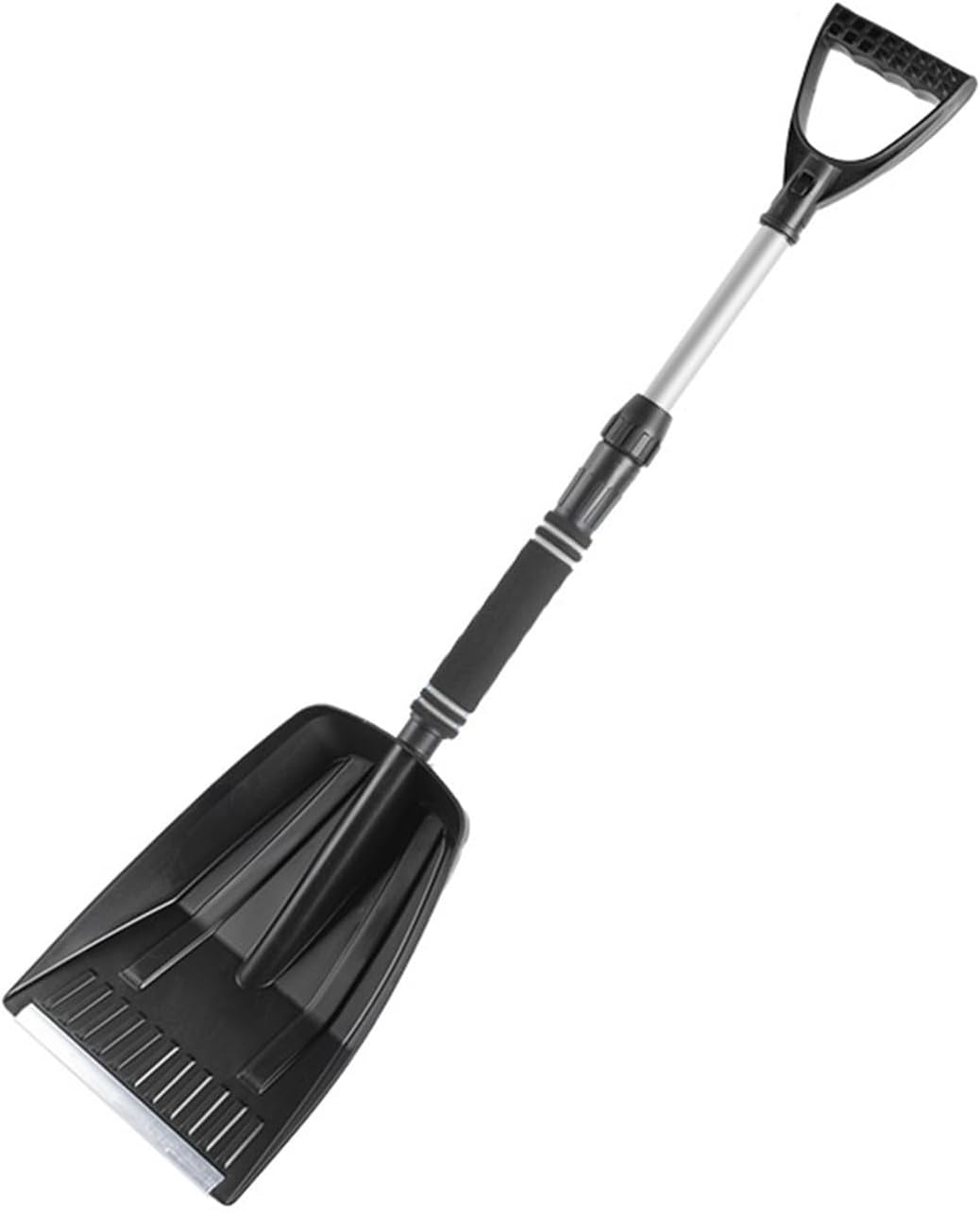 Folding Snow Shovel - Large Capacity | Lightweight & Portable - Wide Snow Clearing Range with Ergonomic D-Shaped Handle and Aluminum Blade - Snow Shovel for Outdoors, Cars, Gardens, Camping, Driveways（Black） - Image 1