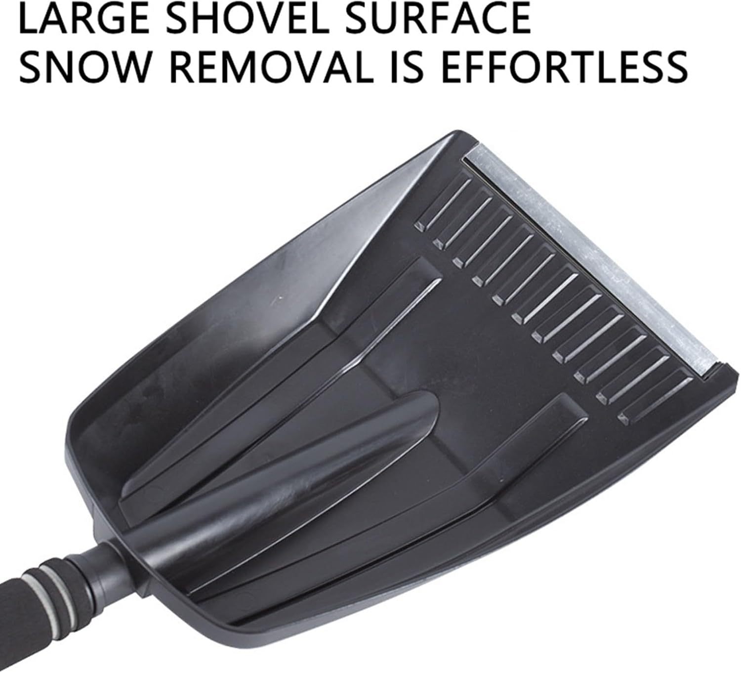 Folding Snow Shovel - Large Capacity | Lightweight & Portable - Wide Snow Clearing Range with Ergonomic D-Shaped Handle and Aluminum Blade - Snow Shovel for Outdoors, Cars, Gardens, Camping, Driveways（Black） - Image 4