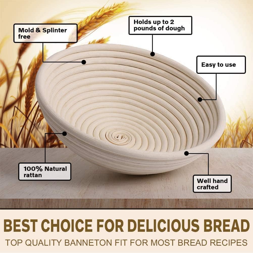 Proofing Basket - Bread Baking - Banneton | 21*15*8cm - Bread Proofing Basket - Oval Proofing Basket - Rattan Bread Pan - Dough Basket - incl. Dough Linen | 1 piece - Image 2