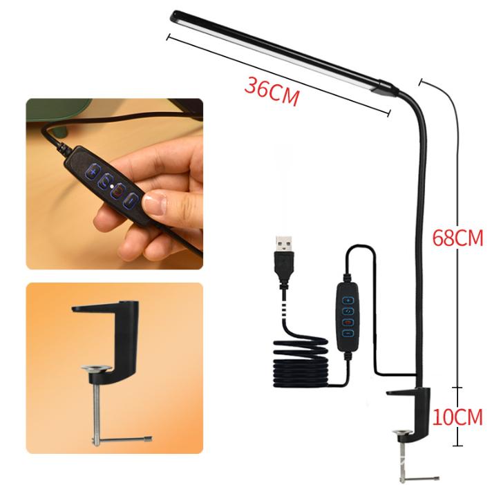 1 pc. Desk Lamps for Home Office, Clamp Lamp Dimmable Gooseneck Lamp Touch Control, Adjustable Desk Lamp for Workbench Tabletop (Black) - Image 5