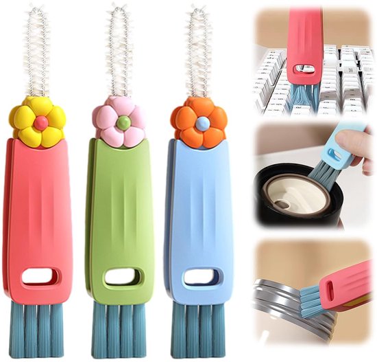 3-in-1 Crevice Brush - Multifunctional - Lid Brush - Suitable for small spaces, various cups and bottles - Image 1