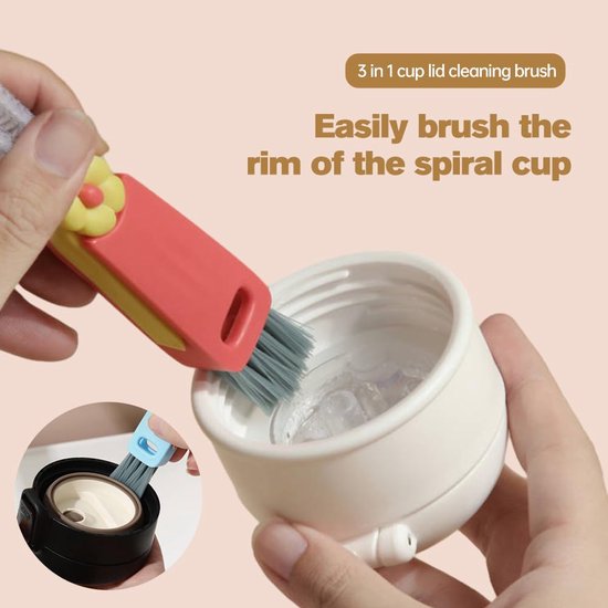3-in-1 Crevice Brush - Multifunctional - Lid Brush - Suitable for small spaces, various cups and bottles - Image 4