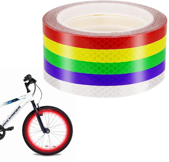 Reflective Stickers Bicycle - 5-pack - Reflective Tape - Reflector Sticker - Self-adhesive safety tape - Waterproof - Warning tape - 8 meters x 10 mm - Image 1