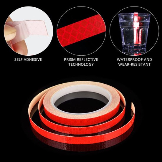 Reflective Stickers Bicycle - 5-pack - Reflective Tape - Reflector Sticker - Self-adhesive safety tape - Waterproof - Warning tape - 8 meters x 10 mm - Image 4