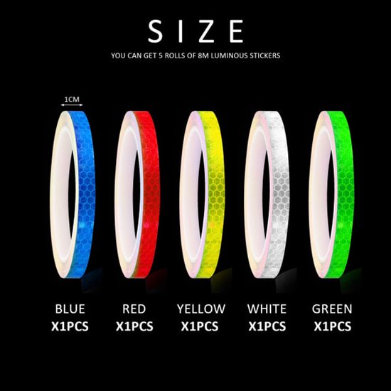 Reflective Stickers Bicycle - 5-pack - Reflective Tape - Reflector Sticker - Self-adhesive safety tape - Waterproof - Warning tape - 8 meters x 10 mm - Image 5