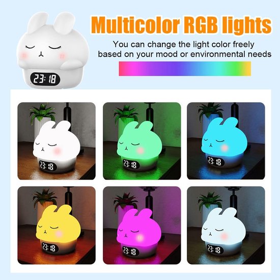 Children's night light - table lamp for bedroom - cute rabbit shape - cartoon bedside lamp - baby night light (pink) - Image 4