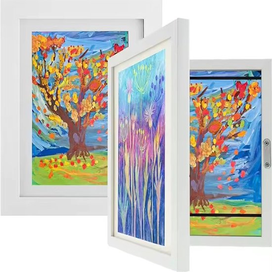 Interchangeable frame - children's drawing - Interchangeable frame A4 - Children's artwork - children's drawings interchangeable frame - Photo frame Poster frame Wall frame - Gift - White - Image 1