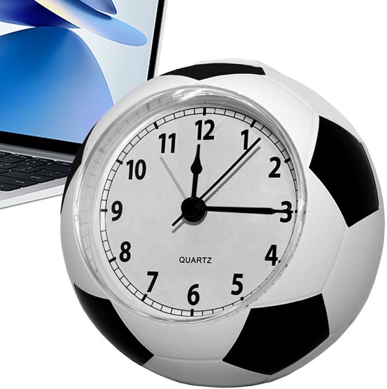 Football Alarm Clock - Silent Non-Ticking Desk Clock | Kids Bedside Clock | Cute football design, easy-to-read analog display, perfect for kids' bedrooms, great birthday gift for boys and girls - White - Image 1