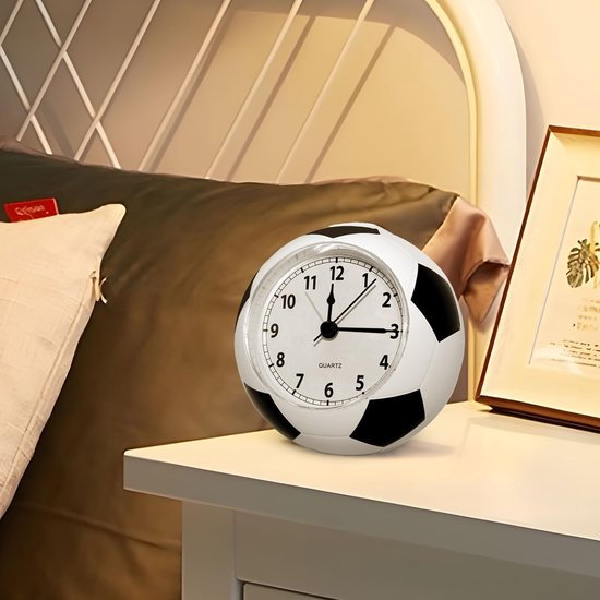 Football Alarm Clock - Silent Non-Ticking Desk Clock | Kids Bedside Clock | Cute football design, easy-to-read analog display, perfect for kids' bedrooms, great birthday gift for boys and girls - White - Image 5