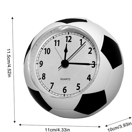 Football Alarm Clock - Silent Non-Ticking Desk Clock | Kids Bedside Clock | Cute football design, easy-to-read analog display, perfect for kids' bedrooms, great birthday gift for boys and girls - White - Image 6