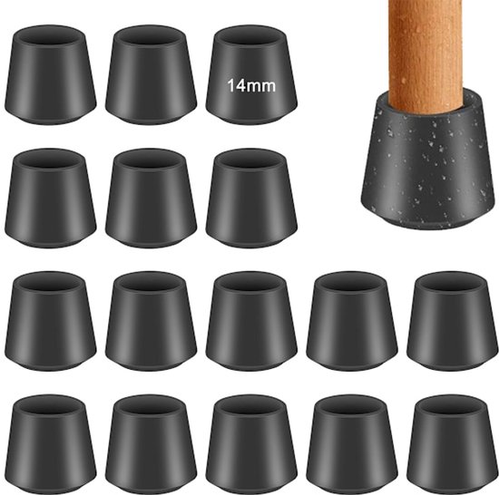 Chair protectors - Set of 16 furniture protectors | Felt chair leg protectors, black - Image 1