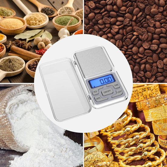 Electronic kitchen scale - Kitchen scale - 500g/0.01g - Food scale - Stainless steel household scale - With display and tare function - Suitable for food, jewelry, coffee bags, etc. - Image 1