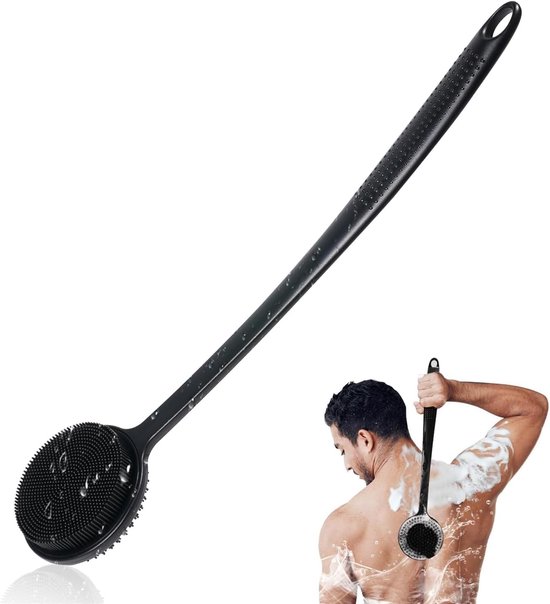 Long Handle Shower Brush - Double-Sided Shower Brush - Cleansing Brush - Back Brush - Rich Foam - Can Be Used for Shower Scrub and Massage - Long Back Cleansing Brush for Men - Image 1