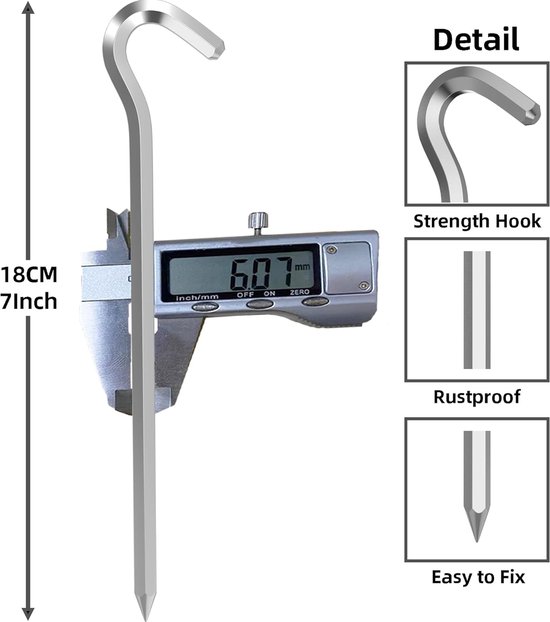 Tent peg - 8 cm / 7 inch - Metal aluminum awning peg - Camping peg Tent anchor - Silver - Image 3