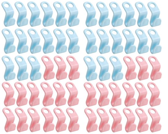 Coat Hooks - 60 pieces - Hangers/Hooks - Pink and Blue - Thickened S-shaped - Image 1