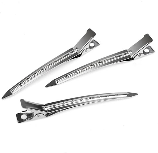 Duckbill Hair Clips - (20 Count, Silver) - 1.25 Inch Metal and Leather Hair Clips for Thick, Color-Treated Hair - Image 2