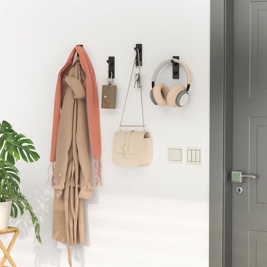 Coat Hooks - Self-Adhesive Hooks for Towels, Coats, Keys - Bathroom, Doors, Kitchens, Dorms - Black - Metal - Pack of 4 - Image 4