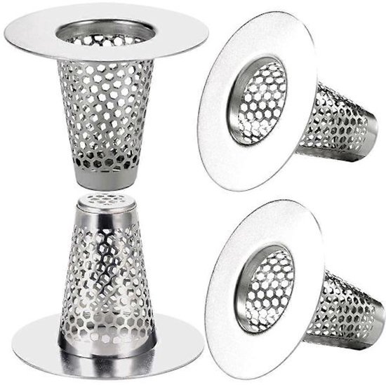Bathroom Drain Filters - For 1.2-1.6 Inch Drain Holes - Small 1 Inch Conical Stainless Steel Filter - Pack of 4 - Image 1