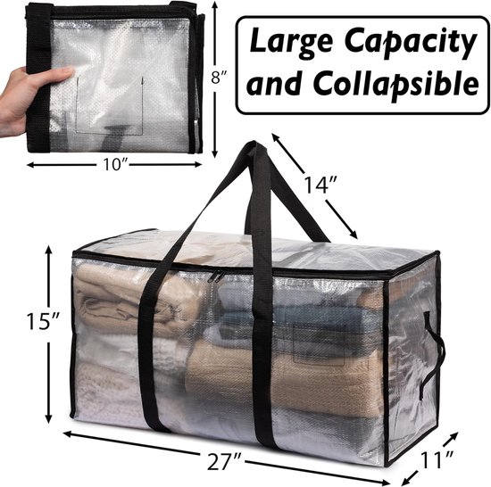Large Moving Boxes & Storage Bags - Extra Large Moving Boxes with Backpack Straps, Zippers & Handles - Sturdy & Durable for Student Rooms - 4-Pack - Image 4