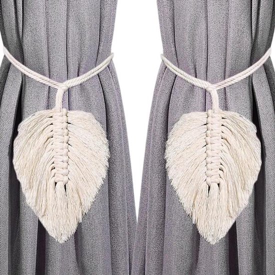 Curtain hooks - 2 sets of hand-woven curtains - curtain cords and curtain leaves - Image 1