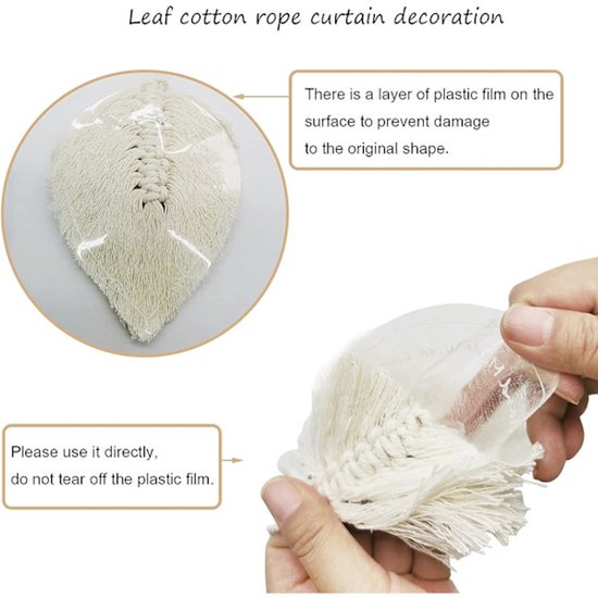 Curtain hooks - 2 sets of hand-woven curtains - curtain cords and curtain leaves - Image 2