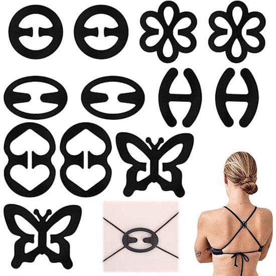 Non-slip bra straps - Racerback bra strap holders - bra strap clips with non-slip buckles and hidden straps - 12 pieces - Image 1