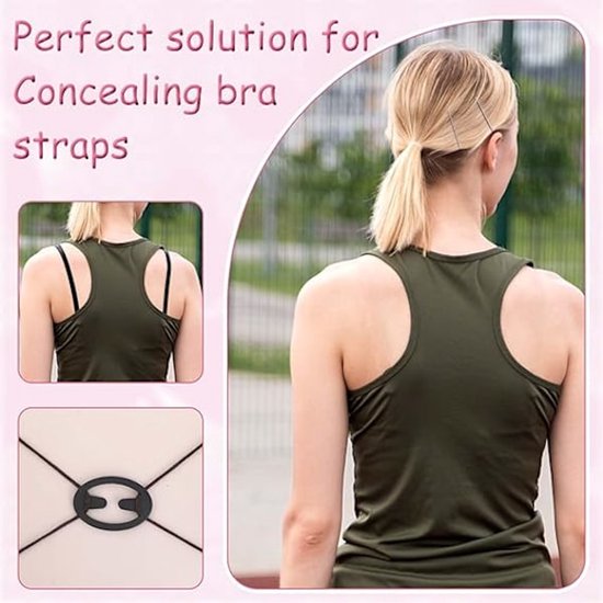 Non-slip bra straps - Racerback bra strap holders - bra strap clips with non-slip buckles and hidden straps - 12 pieces - Image 3