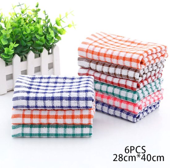 Tea towels - Cotton kitchen towels - Absorbent clean - Tea towels - Kitchen - 6-pack - Image 4