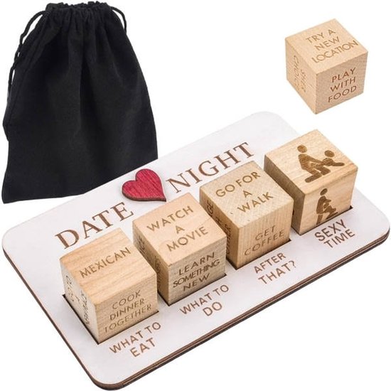 Romantic Date Night Dice Set - Romantic Couple Game - With Storage Bag - Perfect Choice for Valentine's Day, Birthdays and Weddings - 1 Set - Valentine's Day Gift - Image 1