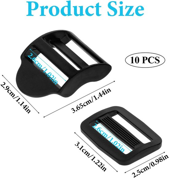 Replacement Backpack Buckles - Set of 5 - Replacement Backpack Buckles - Adjustable - Black Slide Buckles for Backpacks - Image 2