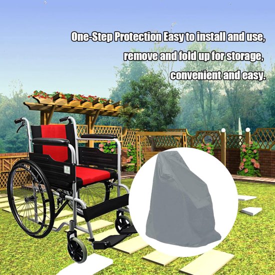 Waterproof Wheelchair Cover - Oxford Fabric Wheelchair Cover, Mobile Vehicle Cover, Wheelchair Storage Protector - UV Protection, Dust Protection, Outdoor Rain Cover - Gray - 115x75x130cm - Image 5